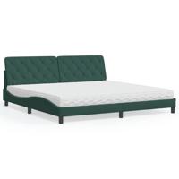 Bed met matras fluweel donkergroen 200x200 cm