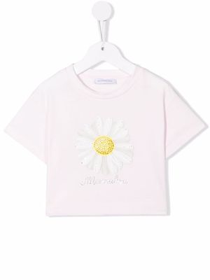 Monnalisa t-shirt clouté à fleurs - Rose