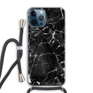 Zwart Marmer 2: iPhone 12 Pro Max Transparant Hoesje met koord