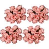 Decoratie roosjes foam - 6x - bosje van 12 st - lichtroze - Dia 2 cm - hobby/DIY bloemetjes