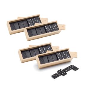 Domino spel 112x stuks steentjes in houten kistje - Gezelschapsspel - Familiespel