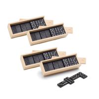 Domino spel 112x stuks steentjes in houten kistje - Gezelschapsspel - Familiespel