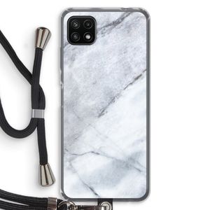 Witte marmer: Samsung Galaxy A22 5G Transparant Hoesje met koord