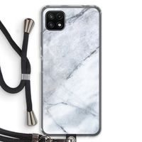 Witte marmer: Samsung Galaxy A22 5G Transparant Hoesje met koord