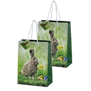 Set van 4x stuks papieren pasen giftbags/cadeau tasjes haas 18 x 23 x 8 cm