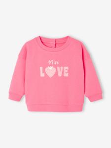 Basics babysweatshirt met drukknopen op de rug rozen