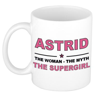 Astrid cadeau mok - Woman Myth Supergirl - naam koffiemok - 300 ml - collega - moederdag