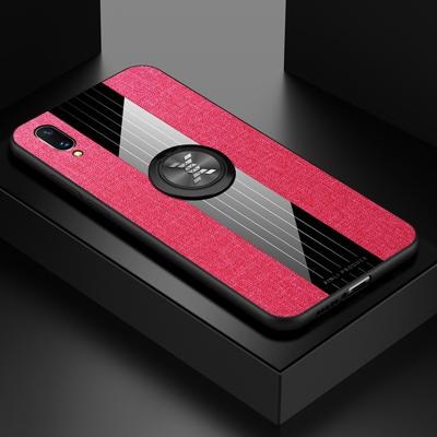 Voor vivo X21 XINLI stiksels doek textuur schokbestendig TPU beschermhoes met ring houder (rood)