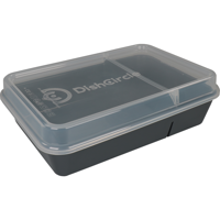 DishCircle Schaal | met deksel | reusable | 2-vaks | pP | rechthoekig | 1250ml | 23x12cm | grijs/transparant | 20 stuks