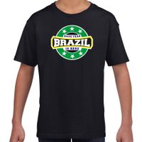 Have fear Brazil is here / Brazilie supporter t-shirt zwart voor kids - thumbnail