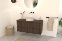 Donker Eiken Badkamermeubel Nila 120 cm - Ribbels met 2 Softclose Lades