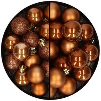 30x stuks kunststof kerstballen bruin 3 en 4 cm - thumbnail