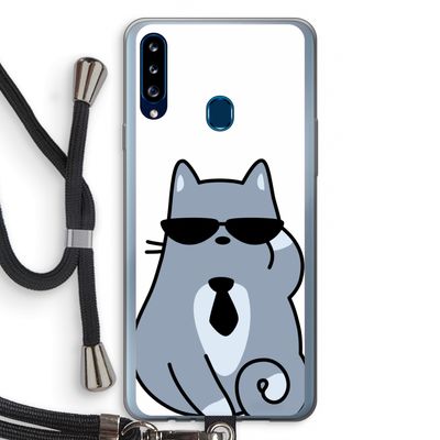 Cool cat: Samsung Galaxy A20s Transparant Hoesje met koord