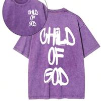 Men's Oversized Washed Cotton T-Shirt | Dark Grey Graphic Tee Purple / S