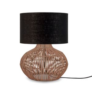 GOOD&MOJO Tafellamp 'Kalahari' Rotan en linnen, 48cm, kleur Naturel/Zwart