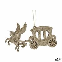 Kerstversiering Magische Koets champagne Plastic Purpurine 15 x 8,5 x 4,5 cm (24 Stuks)