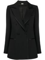 Gucci double-breasted contrast-trim blazer - Black - thumbnail