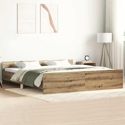 Bedframe zonder matras spaanplaat artisanaal eikenkleurig