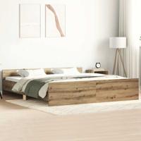 Bedframe zonder matras spaanplaat artisanaal eikenkleurig