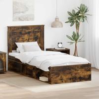 Bedframe Gerookt eiken 90 x 190 cm Massief grenenhout