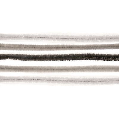 Chenilledraad - 10x - wit/grijs/zwart - 50 cm - hobby/knutsel materialen