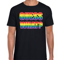 Guess what tekst coming out regenboog / LHBT t-shirt zwart voor heren - thumbnail