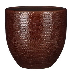 Plantenpot/bloempot Carrie terracotta kastanje bruin met flakes patroon - D29/H26 cm