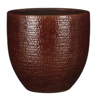 Plantenpot/bloempot Carrie terracotta kastanje bruin met flakes patroon - D29/H26 cm - thumbnail