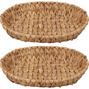 Broodmand - 2x - gevlochten riet - naturel - 35 x 28 x 6 cm