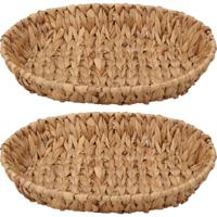 Broodmand - 2x - gevlochten riet - naturel - 35 x 28 x 6 cm