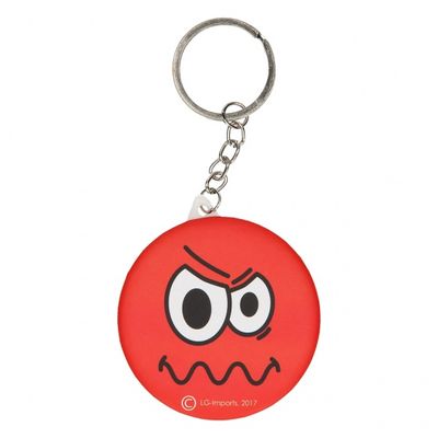 LG Imports sleutelhanger emoji met spiegel rood 6 cm
