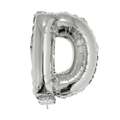 Folieballon letter D - 41 cm - zilver - feestdecoratie - versiering