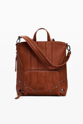 Kleine rugzak met patchwork in leerlook - BROWN - U