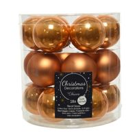 18x stuks kleine glazen kerstballen cognac bruin (amber) 4 cm mat/glans - Kerstbal