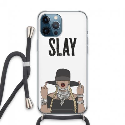Slay All Day: iPhone 13 Pro Max Transparant Hoesje met koord