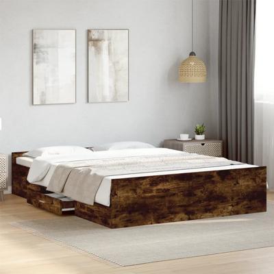 Bedframe met lades bewerkt hout gerookt eikenkleurig 160x200 cm
