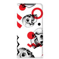 Mobiel BookCase Motorola Moto E32 | Moto E32s Skull Red