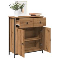 Dressoir 70x30x80 cm bewerkt hout artisanaal eikenkleur