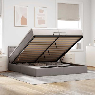 Ottoman bed met matras 200x200 cm stof taupe