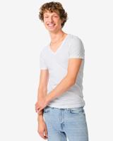 HEMA Heren T-shirts slim fit diepe v-hals - 2 stuks wit (wit)
