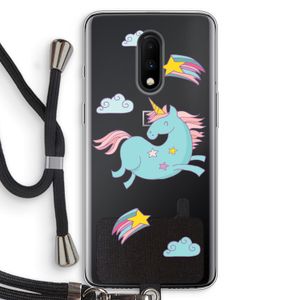 Vliegende eenhoorn: OnePlus 7 Transparant Hoesje met koord