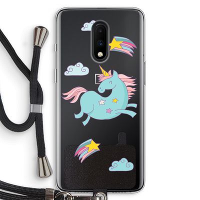 Vliegende eenhoorn: OnePlus 7 Transparant Hoesje met koord
