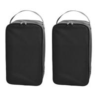 Schoenentas / reis opbergtas - 2x stuks - 12 liter - 38 x 21 x 15 cm - zwart - sportschoenen opberge