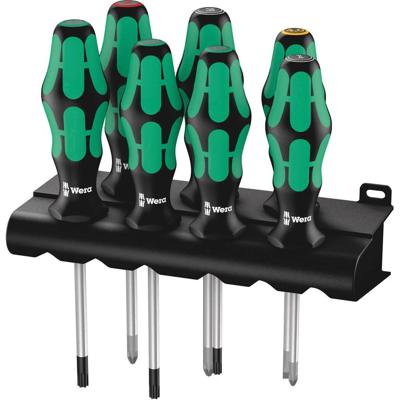 Wera 335/350/367/7 Lasertip Schroevendraaierset Werkplaats 7-delig Plat, Kruiskop Phillips, Kruiskop Pozidriv, Binnen-Torx