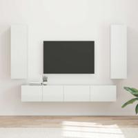 Tv-meubelset Wandgemonteerd 3 pcs Hoogglans wit Bewerkt hout