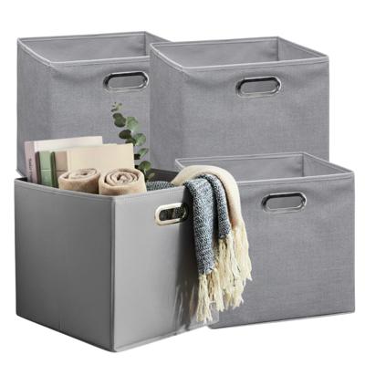 5Five Opbergmandjes - 4x - grijs - stof - inhoud 29 liter - 31 x 31 x 31 cm - Kast opberg box