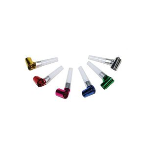 6x Metallic kleuren roltongen party toeters - Roltongen