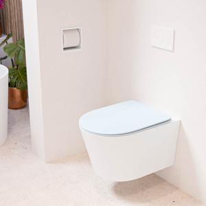 MONDIAZ LAVIE hangend toilet single fire rimless diepspoel Talc, Toiletzitting met quick-release & softclose Clay