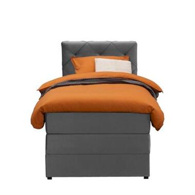 Boxspring met opbergruimte Liv geruit - grijs - 90x200 cm - Leen Bakker