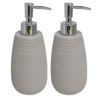 Gerimport Zeeppompje - 3x - grijs - kunststof en RVS - 19 cm - navulbaar - toilet/badkamer